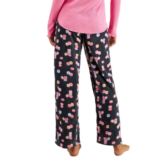  Women’s Printed Fleece Pajama Pants, Gray, Small