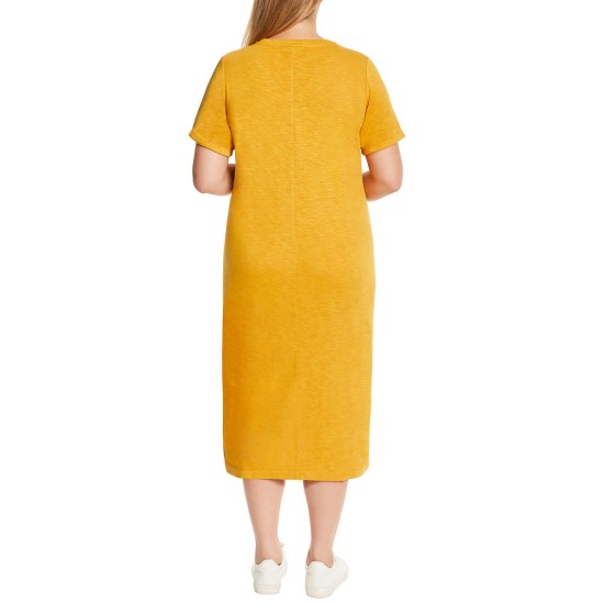  Ladies' Midi Dress, Yellow, 2X