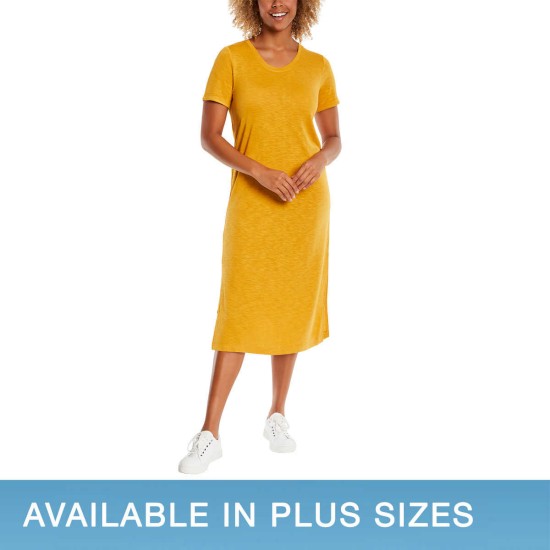  Ladies' Midi Dress, Yellow, 2X