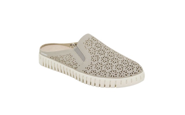  Ladies' Floral Mule, Beige, 6