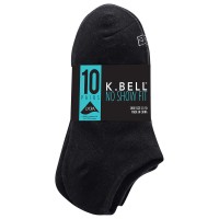K Bell No Show Sock, 20 pair, Black, Regular