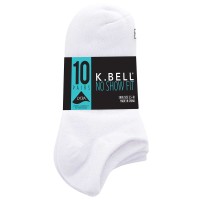 K Bell No Show Sock, 20 pair, White, Regular