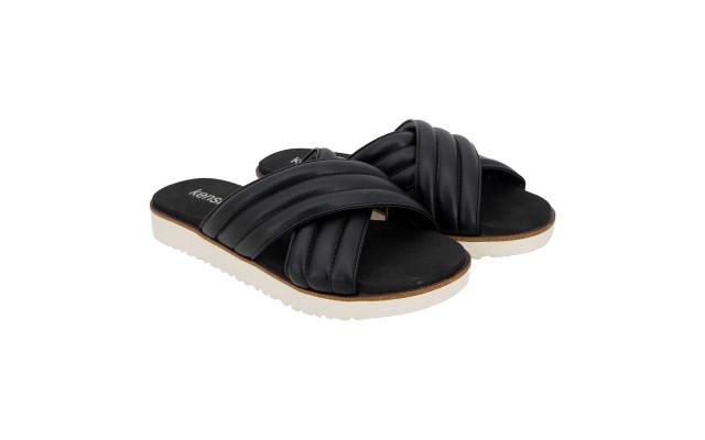  Ladies' Cross Band Sandal, Black, 6