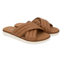 Kensie Ladies' Cross Band Sandal, Tan, 6