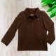 Kidsy Boys Solid Cargo Polo Peruvian Cotton T-Shirt – Long Sleeve, Polo Neck With 3 Buttons, Black/Chocolate, 8