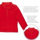 Kidsy Boys Solid Cargo Polo Peruvian Cotton T-Shirt – Long Sleeve, Polo Neck With 3 Buttons, Brick/Auburn, 6