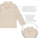 Kidsy Boys Solid Cargo Polo Peruvian Cotton T-Shirt – Long Sleeve, Polo Neck With 3 Buttons, Oatmeal Heather/Chocolate, 8