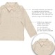 Kidsy Boys Solid Cargo Polo Peruvian Cotton T-Shirt – Long Sleeve, Polo Neck With 3 Buttons, Oatmeal Heather/Auburn, 4