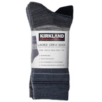 Kirkland Signature Ladies' Extra-Fine Merino Wool Blend Crew Sock, 6-pair, Blue, One Size Fits All