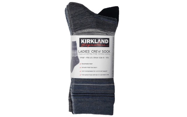  Ladies' Extra-Fine Merino Wool Blend Crew Sock, 6-pair, Blue, One Size Fits All