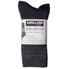 Kirkland Signature Ladies' Extra-Fine Merino Wool Blend Crew Sock, 6-pair