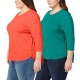  Ladies' Slub Tee, 2-pack, Orange, 2X