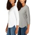  Ladies' Slub Tee, 2-pack, White, 3X