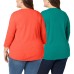  Ladies' Slub Tee, 2-pack, Orange, 3X