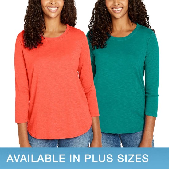  Ladies' Slub Tee, 2-pack, Orange, 2X