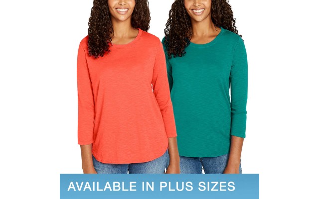  Ladies' Slub Tee, 2-pack, Orange, 2X