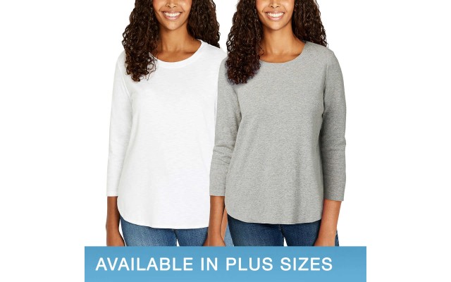  Ladies' Slub Tee, 2-pack, White, X-Large