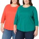  Ladies' Slub Tee, 2-pack, Orange, 2X