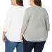  Ladies' Slub Tee, 2-pack, White, 3X