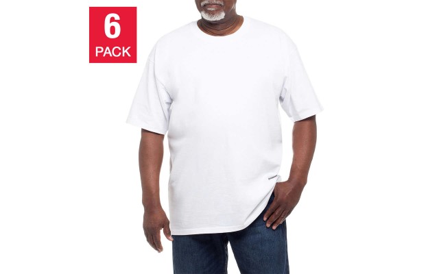  Men’s Crew Neck Tee, 6-pack, White, XX-Large