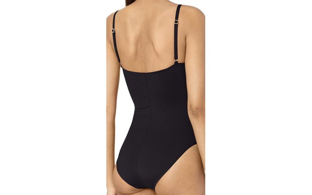  Twist-Front Keyhole One-Piece Swimsuit Women's Swimsuit, Black, 10