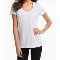 LAUREN by Ralph Lauren Women’s Essentials V-Neck Sleep Top, White, Medium