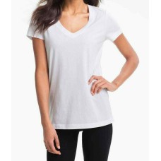 LAUREN by Ralph Lauren Women’s Essentials V-Neck Sleep Top, White, Medium