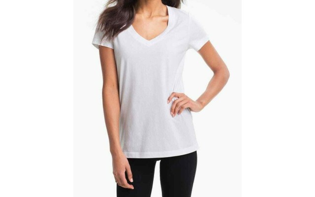 LAUREN by Ralph Lauren Women’s Essentials V-Neck Sleep Top, White, Medium