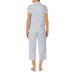 Lauren Ralph Lauren Dolman Sleeve Notch Collar Capri Pants Pajama Set, White/Blue, X-Small
