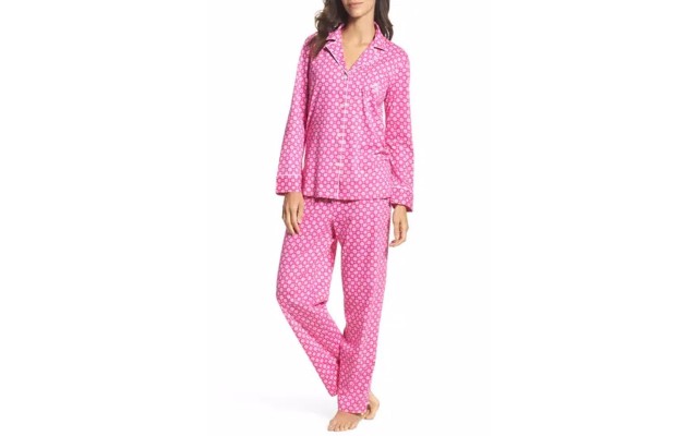 Lauren Ralph Lauren Women’s Printed Cotton Pajama Set, Pink, Medium