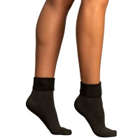 Lemon Womens Shootie Socks Faux Fur Lined Heather Black One Size Fits All