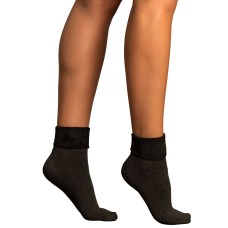 Lemon Womens Shootie Socks Faux Fur Lined Heather Black One Size Fits All