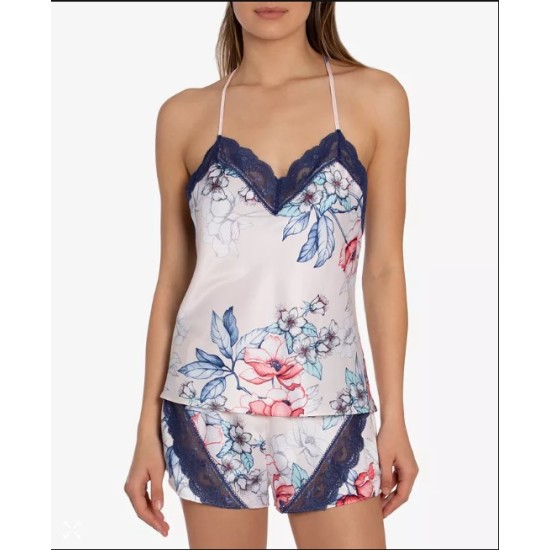  Satin Floral-Print Cami & Tap Shorts Pajama Set