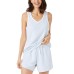  Ladies' 4-piece Terry Pajama Set, Blue, Medium