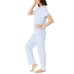  Ladies' 4-piece Terry Pajama Set, Blue, Medium