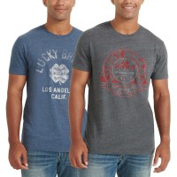 Lucky Men’s Graphic Tee, 2-Pack, Blue, Large