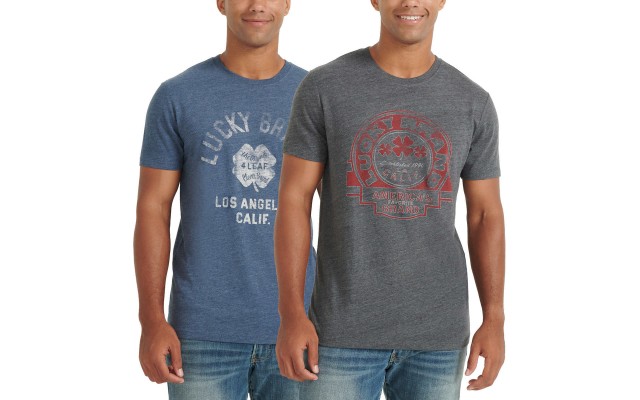 Lucky Men’s Graphic Tee, 2-Pack, Blue, Large