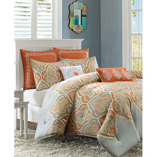 Madison Nisha Comforter Set, Full/Queen, Orange