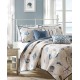  Bayside Reversible Coverlet Set,  Full/Queen, Blue/Ivory 6 Piece