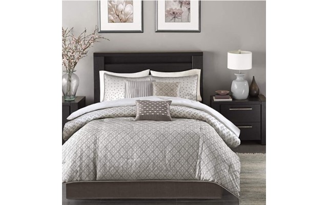  Biloxi 7-Pc. Geometric Jacquard King Comforter Set Bedding