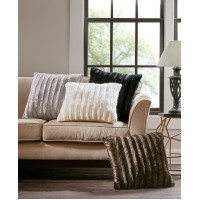 Madison Park Duke Luxury Faux Fur Square Throw Pillow Premium Soft Cozy for Bed, Coach or Sofa, 20 in x 20 in, Chocolate