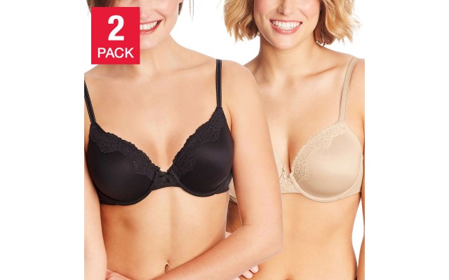  Ladies' Comfort Devotion Bra, 2-pack, Black, 38B