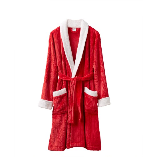  Plush Holiday Bath Robe, Red