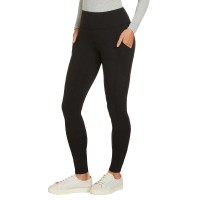Max & Mia Ladies' French Terry Legging with Pockets, Black, Medium