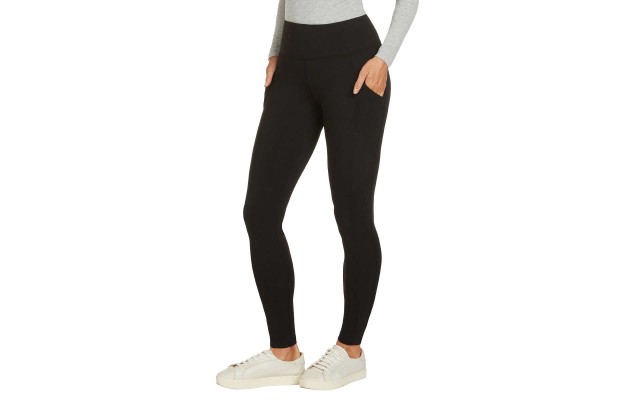  Ladies' French Terry Legging with Pockets, Black, Medium