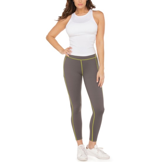  Tummy-Control Performance Leggings, Gray, Small