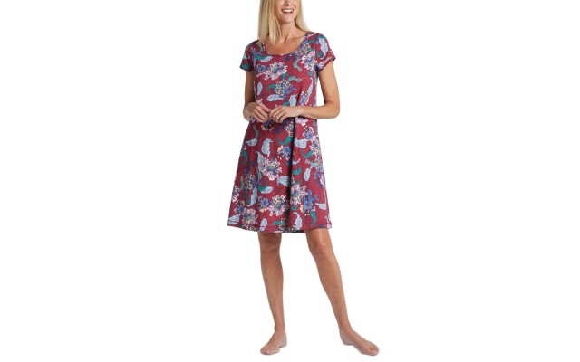  Scoop Neck Printed Short Nightgown, Multi, Medium