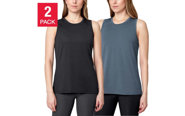  Ladies' Active Tank Top, 2-Pack, Black, Small
