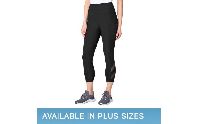  Ladies' Mesh Capri, Black, XX-Large