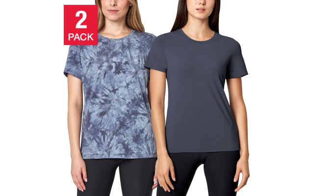  Ladies' Tie Dye Tee, 2-Pack, Blue, Large